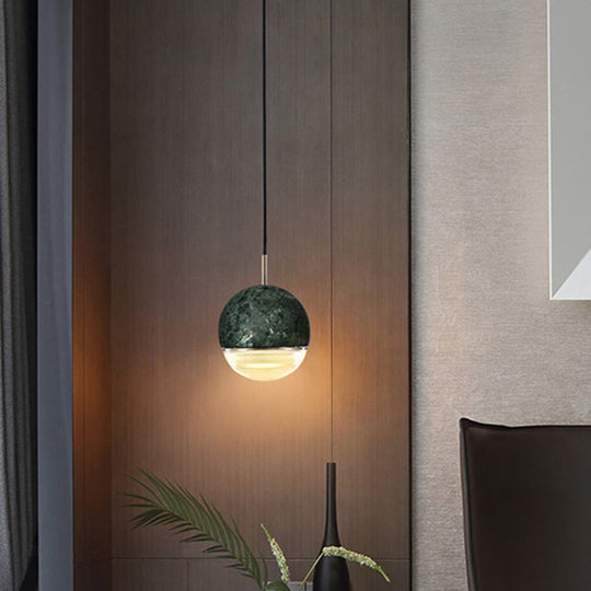 Marble Dome Pendant Light - Elegant Single-Bulb Suspension for Dining Room