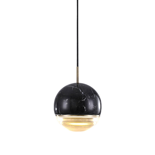 Marble Dome Pendant Light - Elegant Single-Bulb Suspension for Dining Room