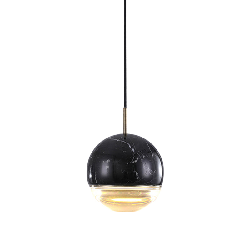 Marble Dome Pendant Light - Elegant Single-Bulb Suspension for Dining Room