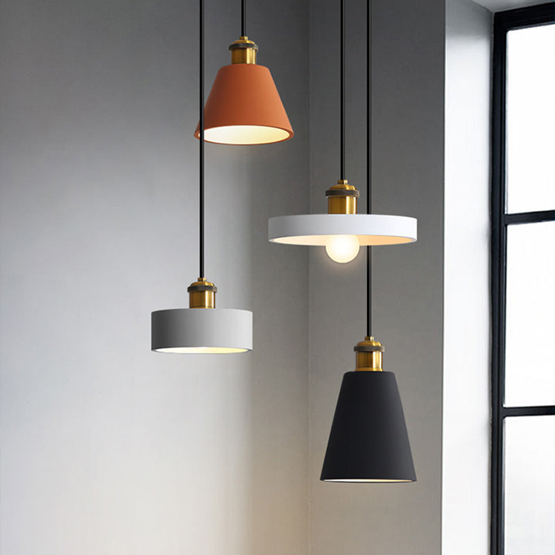 Minimalist Geometric Pendant Light - Single Resin-Cement Dining Room Suspension Fixture
