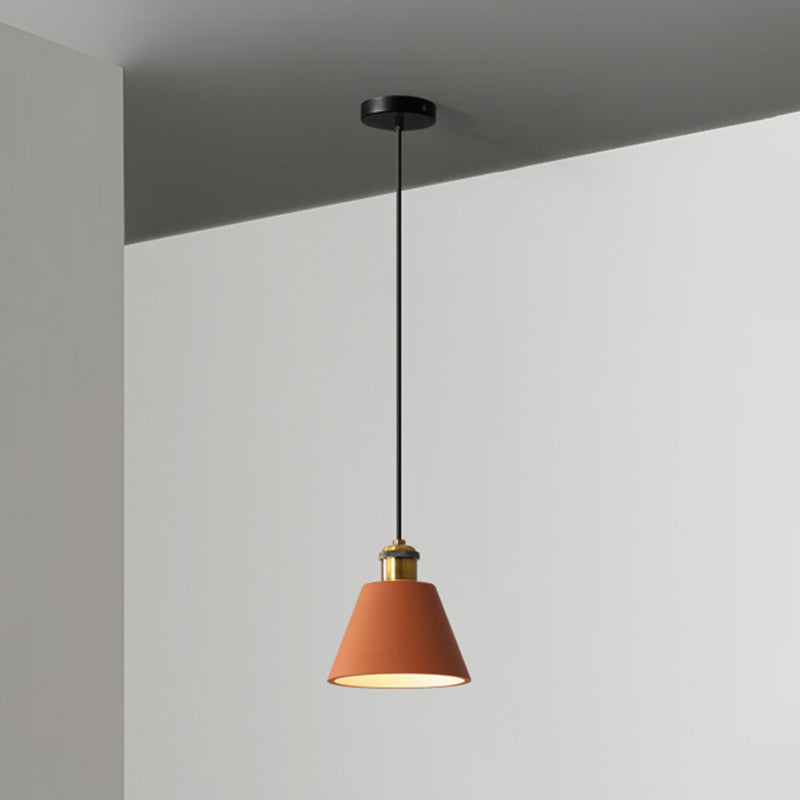 Minimalist Geometric Pendant Light - Single Resin-Cement Dining Room Suspension Fixture