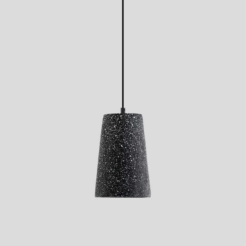 Sleek Single Pendant Light: Geometric Cement Ceiling Fixture for Modern Restaurants