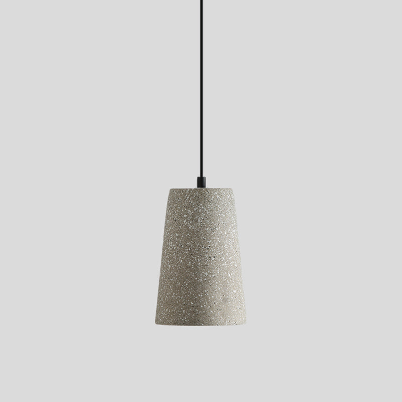 Sleek Single Pendant Light: Geometric Cement Ceiling Fixture for Modern Restaurants