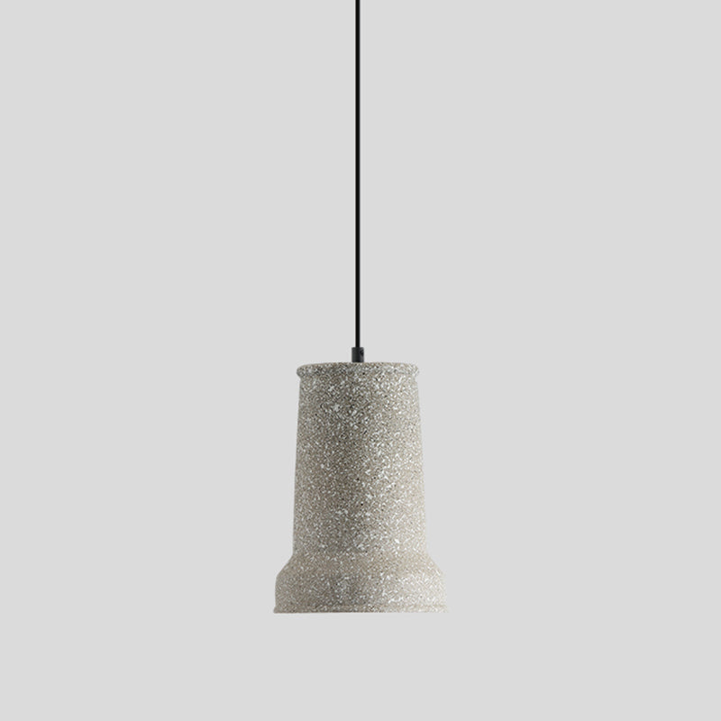 Sleek Single Pendant Light: Geometric Cement Ceiling Fixture for Modern Restaurants