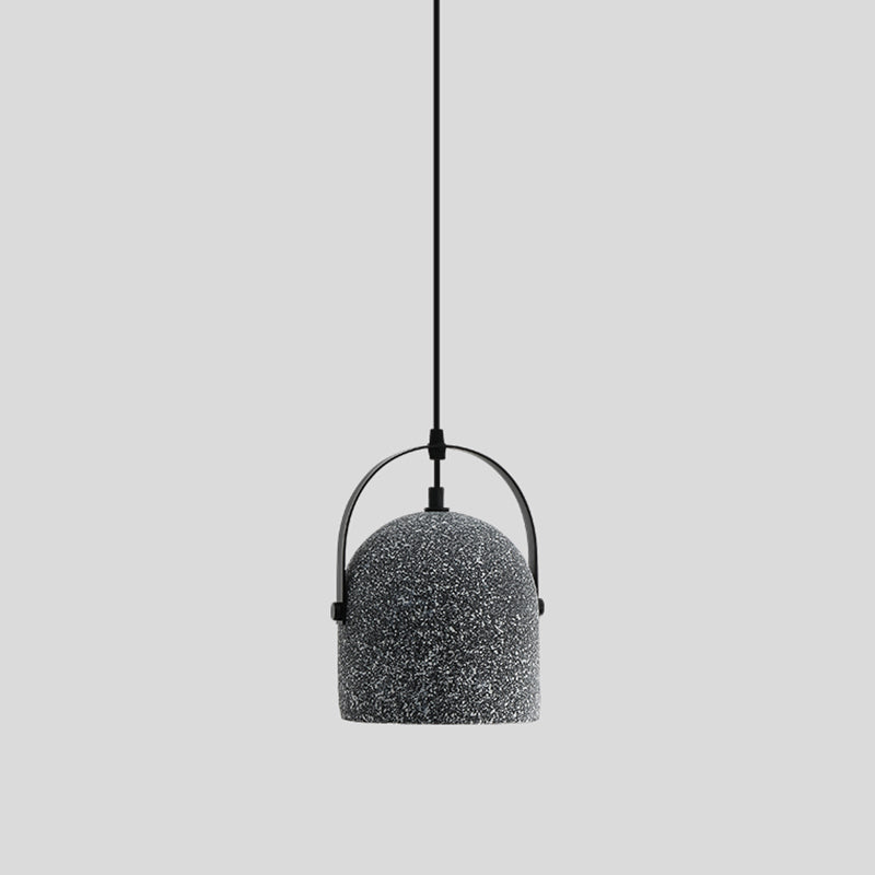 Sleek Single Pendant Light: Geometric Cement Ceiling Fixture for Modern Restaurants