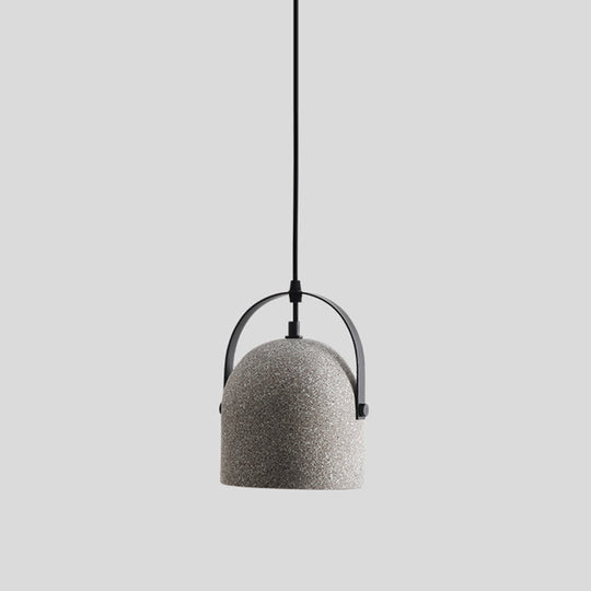 Sleek Single Pendant Light: Geometric Cement Ceiling Fixture for Modern Restaurants
