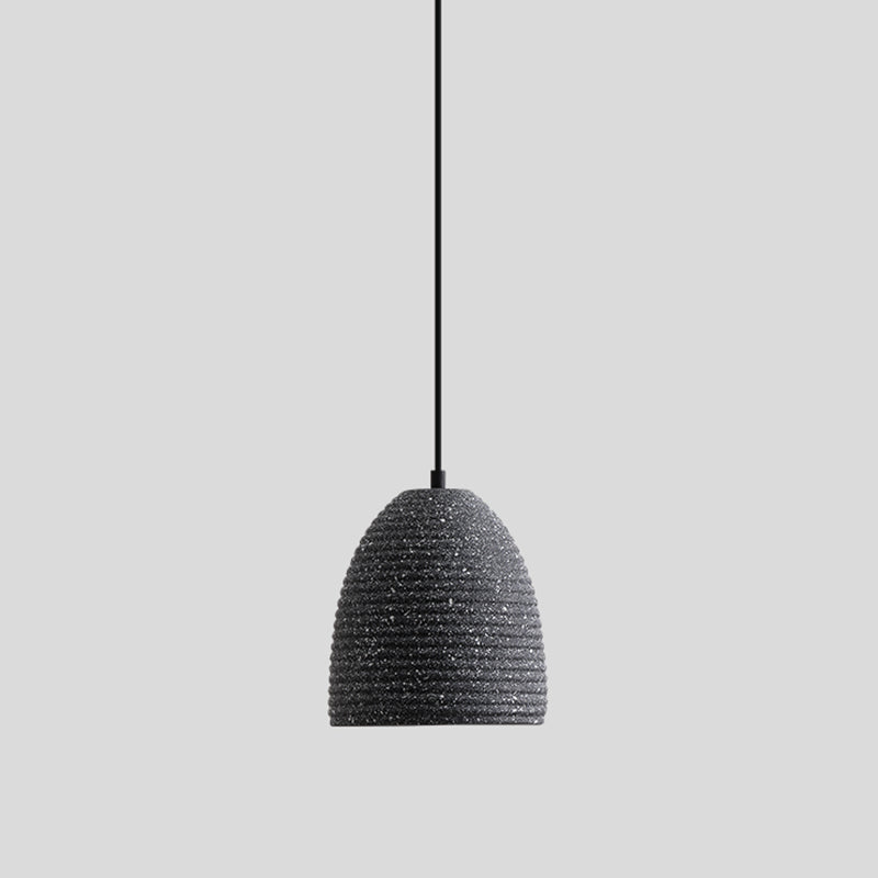 Sleek Single Pendant Light: Geometric Cement Ceiling Fixture for Modern Restaurants
