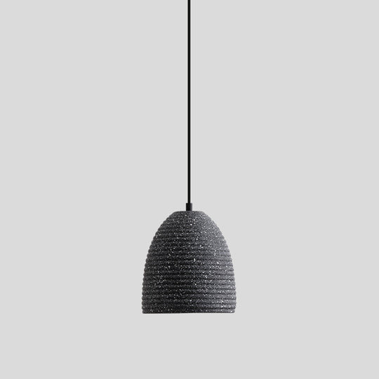 Sleek Single Pendant Light: Geometric Cement Ceiling Fixture for Modern Restaurants