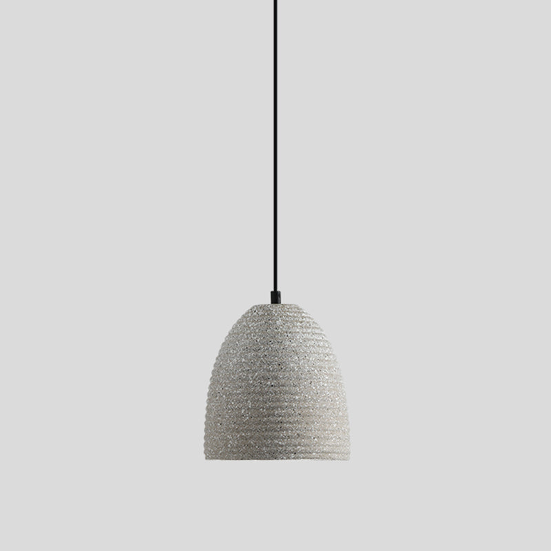 Sleek Single Pendant Light: Geometric Cement Ceiling Fixture for Modern Restaurants