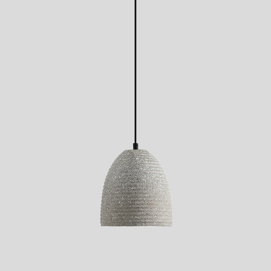 Sleek Single Pendant Light: Geometric Cement Ceiling Fixture for Modern Restaurants