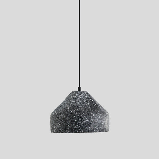 Sleek Single Pendant Light: Geometric Cement Ceiling Fixture for Modern Restaurants