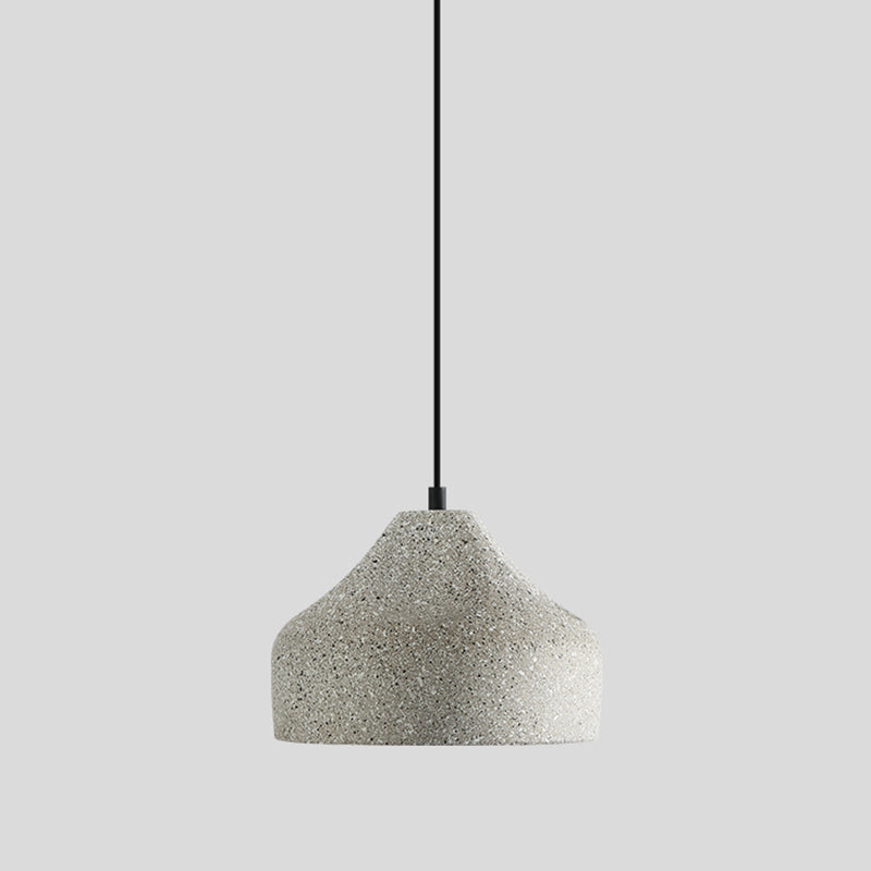Sleek Single Pendant Light: Geometric Cement Ceiling Fixture for Modern Restaurants