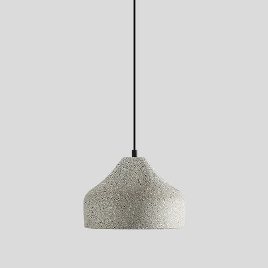 Sleek Single Pendant Light: Geometric Cement Ceiling Fixture for Modern Restaurants