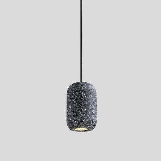 Sleek Single Pendant Light: Geometric Cement Ceiling Fixture for Modern Restaurants