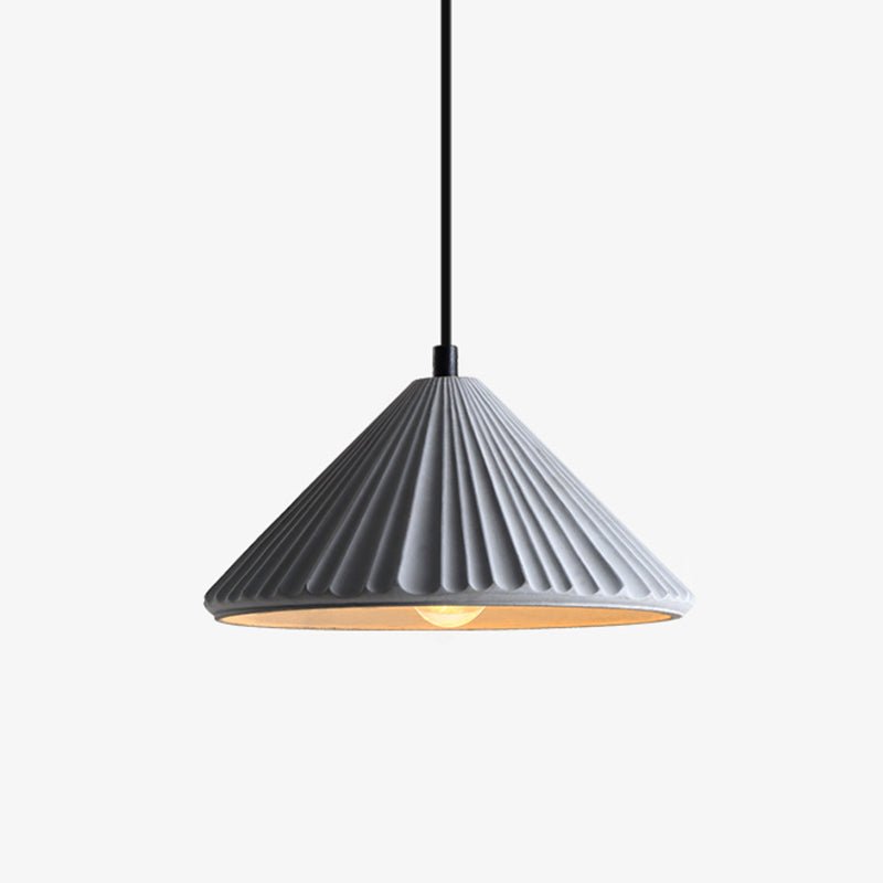 Modern Conical Ribbed Cement Ceiling Light for Bedside or Dining Room