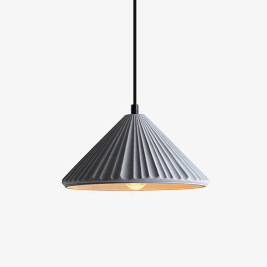 Modern Conical Ribbed Cement Ceiling Light for Bedside or Dining Room