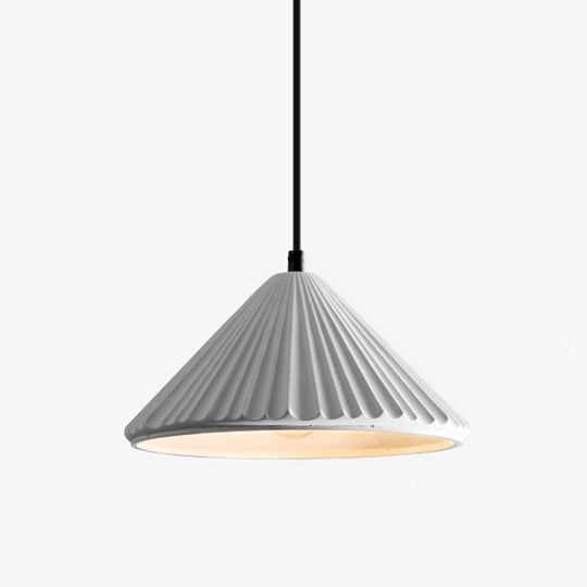 Modern Conical Ribbed Cement Ceiling Light for Bedside or Dining Room