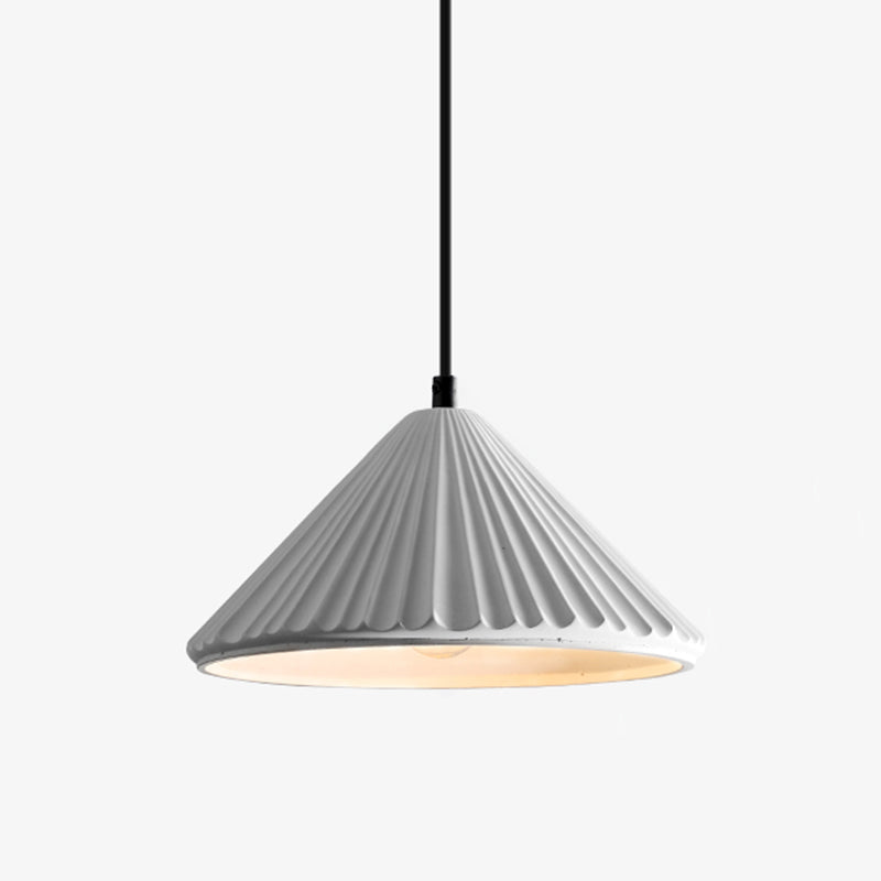 Modern Conical Ribbed Cement Ceiling Light for Bedside or Dining Room