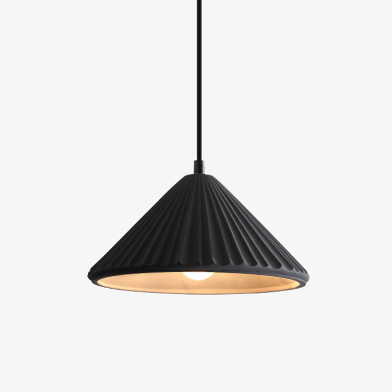 Modern Conical Ribbed Cement Ceiling Light for Bedside or Dining Room