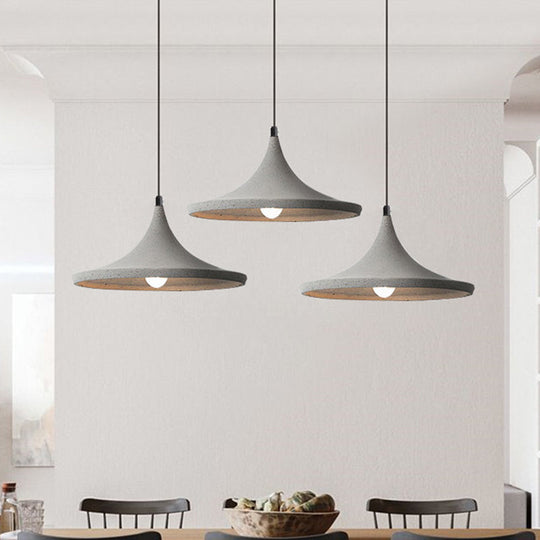 Sleek Grey Cone Suspension Pendant Ceiling Light for Dining Room