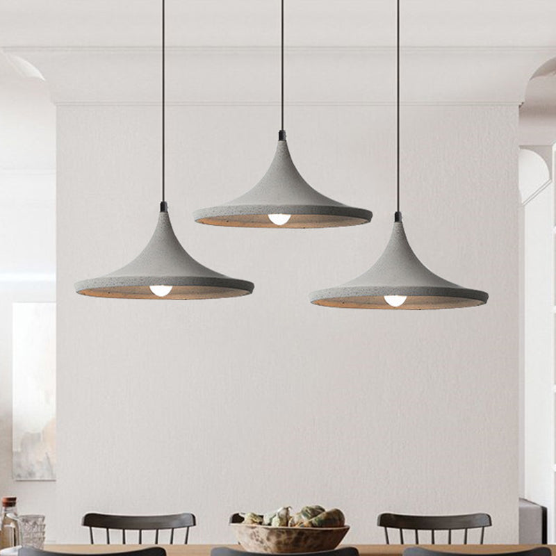 Sleek Grey Cone Suspension Pendant Ceiling Light for Dining Room