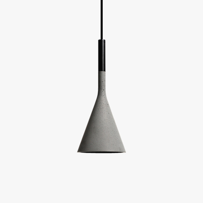 Minimalist Pendant Ceiling Light - Funnel Dining Room Suspension Lighting, Grey Cement, 1 Head, 1 Inch, Stylish Design