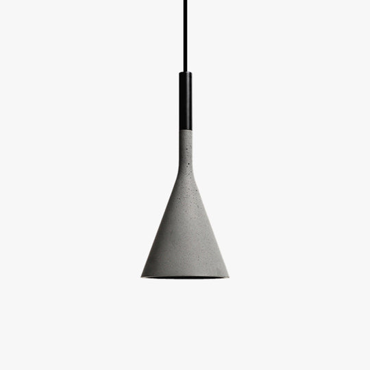 Minimalist Pendant Ceiling Light - Funnel Dining Room Suspension Lighting, Grey Cement, 1 Head, 1 Inch, Stylish Design