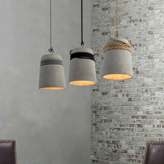 Simplicity Cement Pendant Light with Bell Suspension - Perfect for Dining Room or Ceiling Lighting