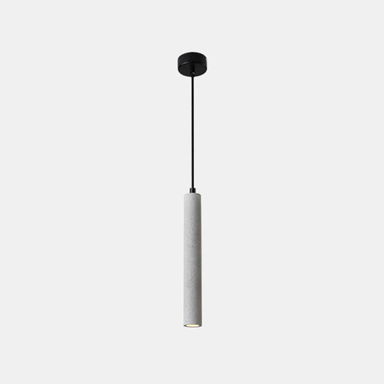 Sleek 1-Light Cement Tube Pendant Ceiling Light for Dining Room