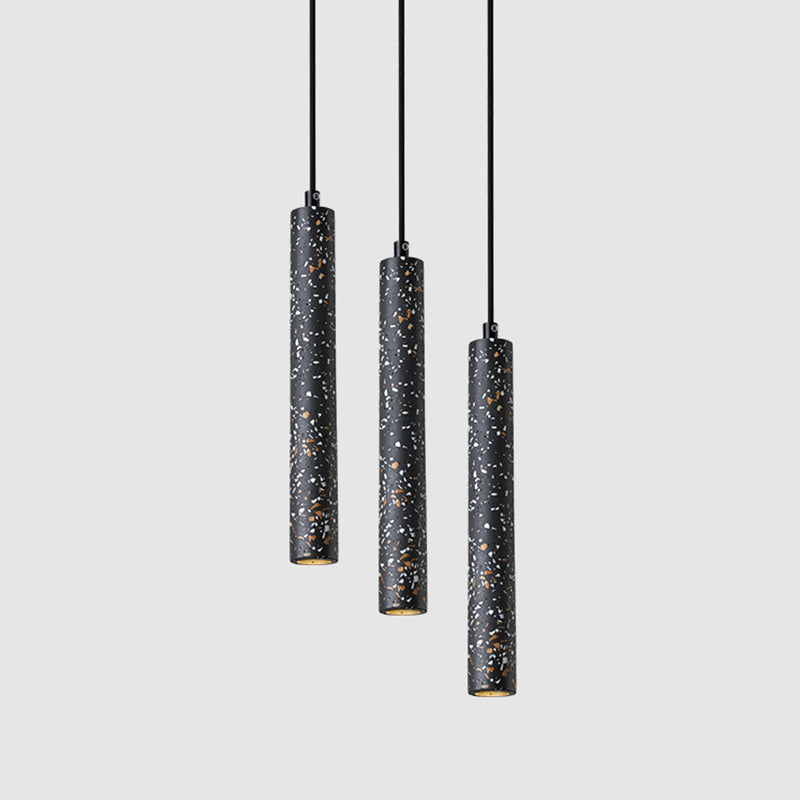 Sleek 1-Light Cement Tube Pendant Ceiling Light for Dining Room