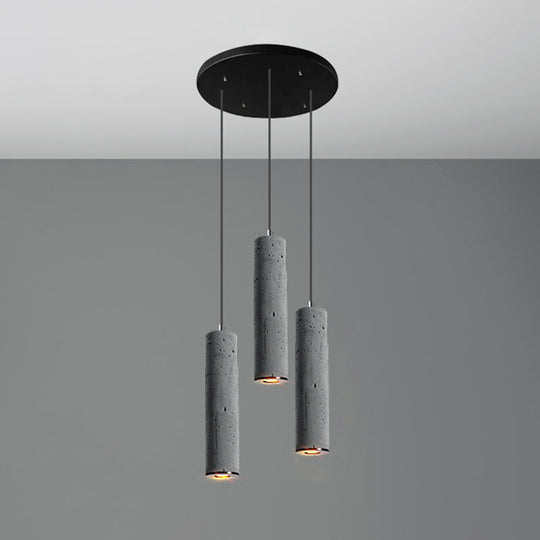 Nordic Style Grey Cement Cylinder Pendant Light for Dining Room Ceiling