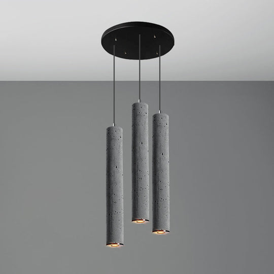 Nordic Style Grey Cement Cylinder Pendant Light for Dining Room Ceiling
