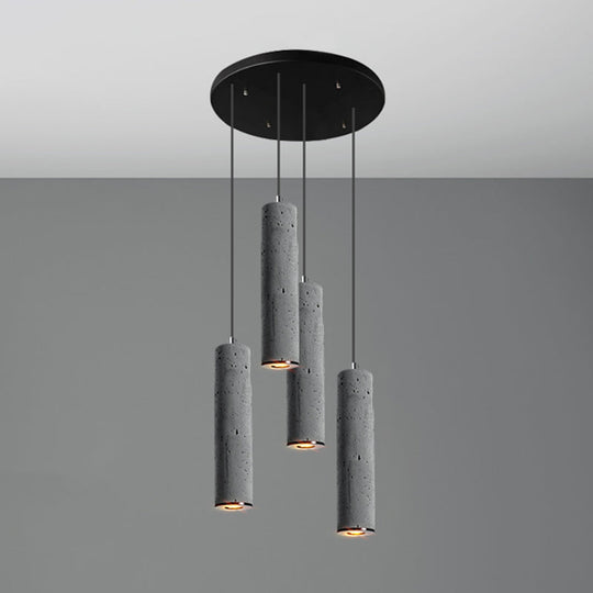 Nordic Style Grey Cement Cylinder Pendant Light for Dining Room Ceiling