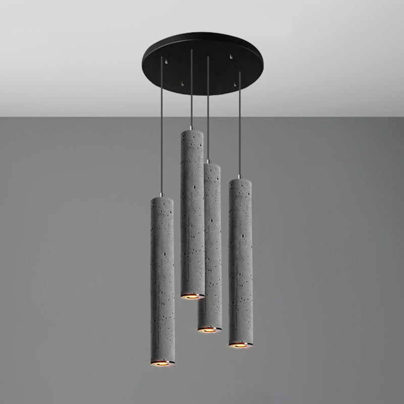 Nordic Style Grey Cement Cylinder Pendant Light for Dining Room Ceiling