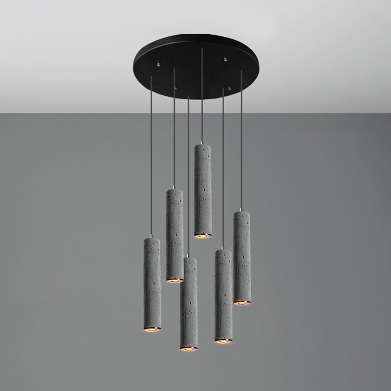 Nordic Style Grey Cement Cylinder Pendant Light for Dining Room Ceiling