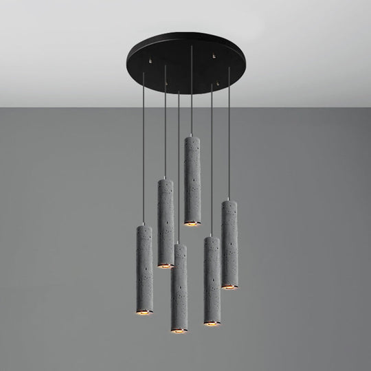 Nordic Style Grey Cement Cylinder Pendant Light for Dining Room Ceiling
