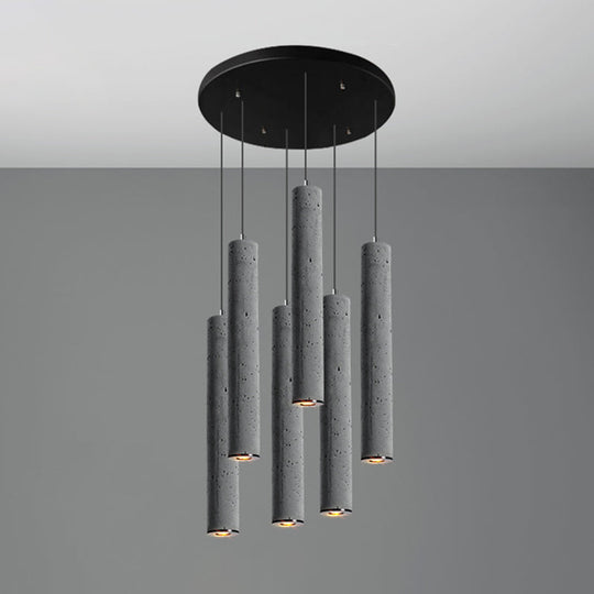 Nordic Style Grey Cement Cylinder Pendant Light for Dining Room Ceiling