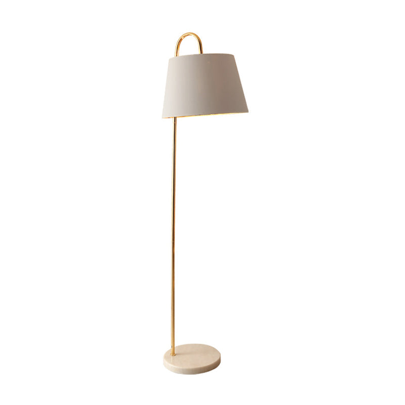 Simplicity Fabric Standing Light: Tapered Design, 1 Bulb Floor Lamp for Living Room with Circular Marble Base