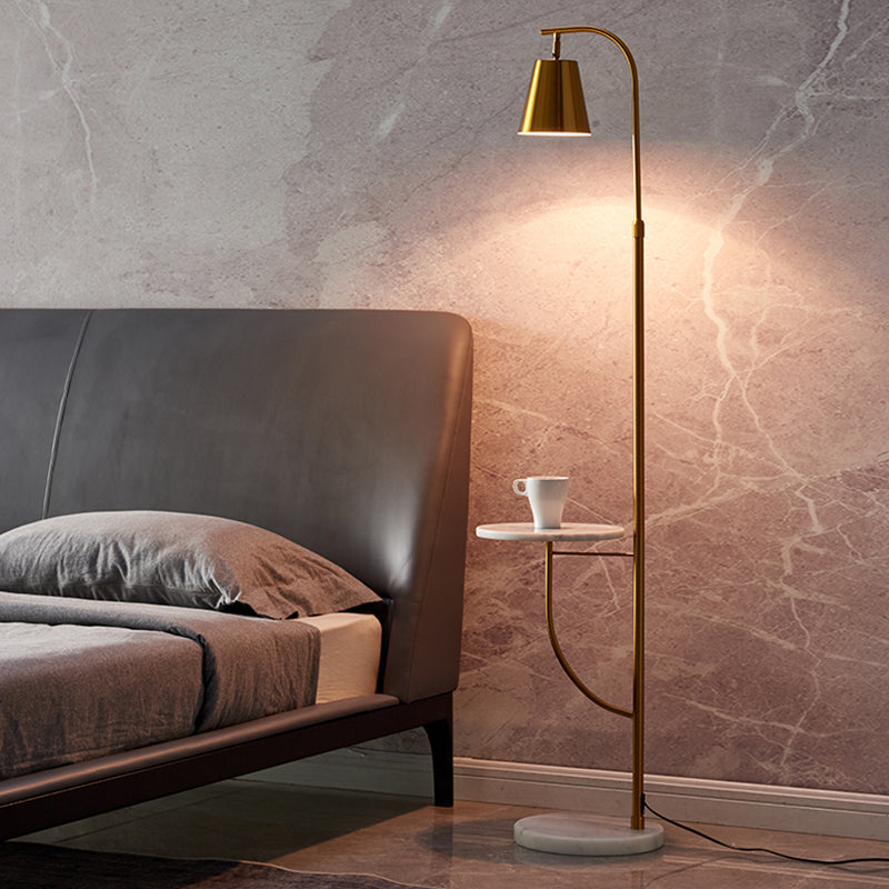 Nordic-Style Metal Bell Floor Lamp with Marble Base - Ideal for Living Room Lighting