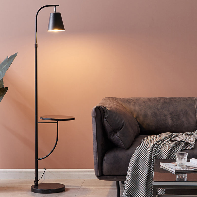 Nordic-Style Metal Bell Floor Lamp with Marble Base - Ideal for Living Room Lighting