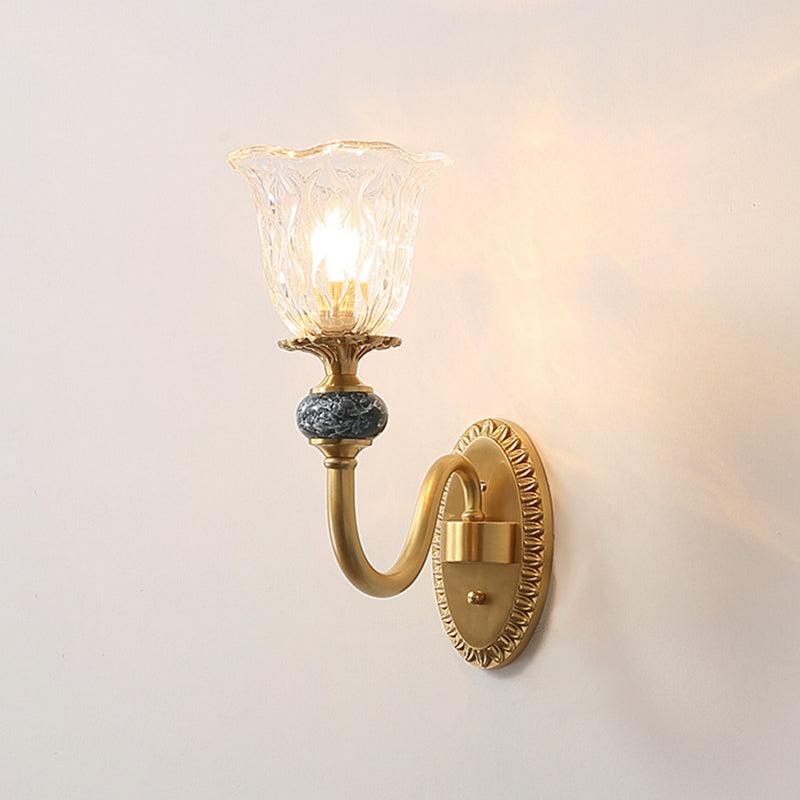 Gold Shaded Wall Mount Light Fixture with Glass Shade