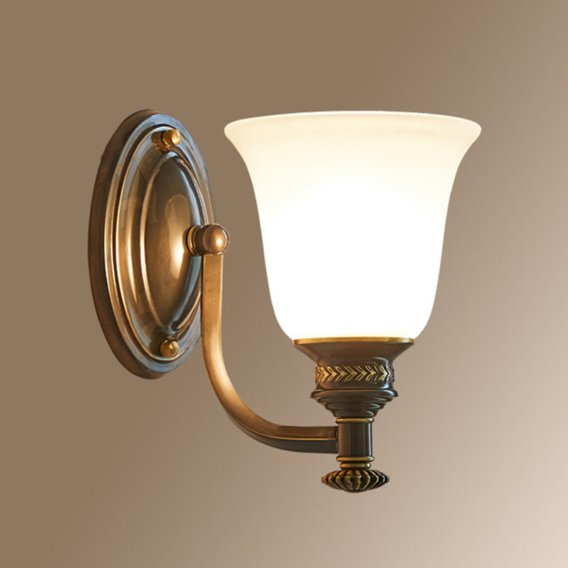 Gold Shaded Wall Mount Light Fixture with Glass Shade