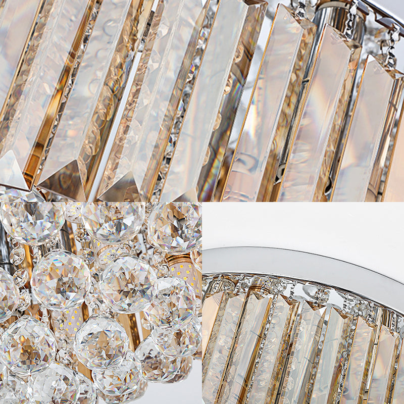 Contemporary Chrome Flush Mount Ceiling Light with Rectangular-Cut Design, Available in 2/4/6 Lights and 3 Sizes