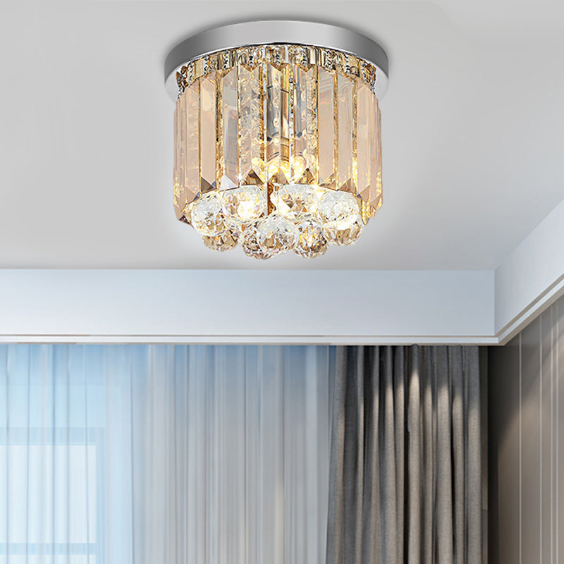 Contemporary Chrome Flush Mount Ceiling Light with Rectangular-Cut Design, Available in 2/4/6 Lights and 3 Sizes
