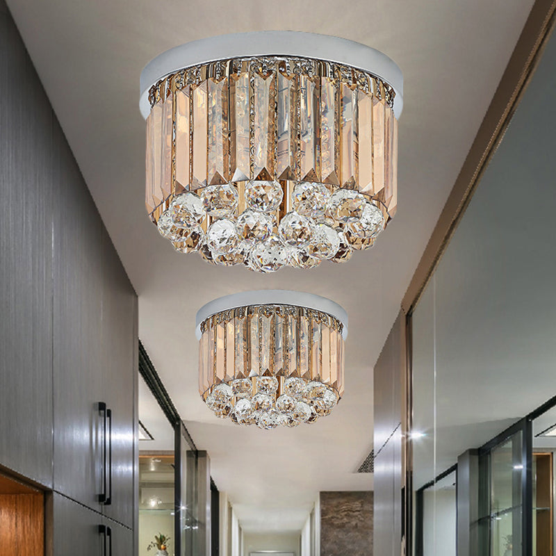 Contemporary Chrome Flush Mount Ceiling Light with Rectangular-Cut Design, Available in 2/4/6 Lights and 3 Sizes