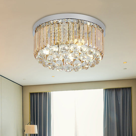 Contemporary Chrome Flush Mount Ceiling Light with Rectangular-Cut Design, Available in 2/4/6 Lights and 3 Sizes