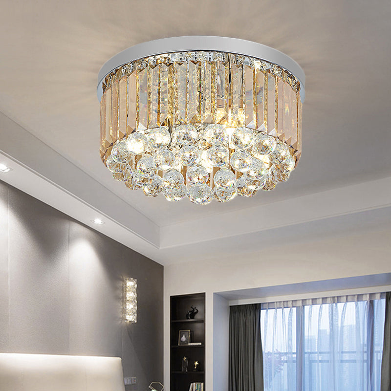 Contemporary Chrome Flush Mount Ceiling Light with Rectangular-Cut Design, Available in 2/4/6 Lights and 3 Sizes