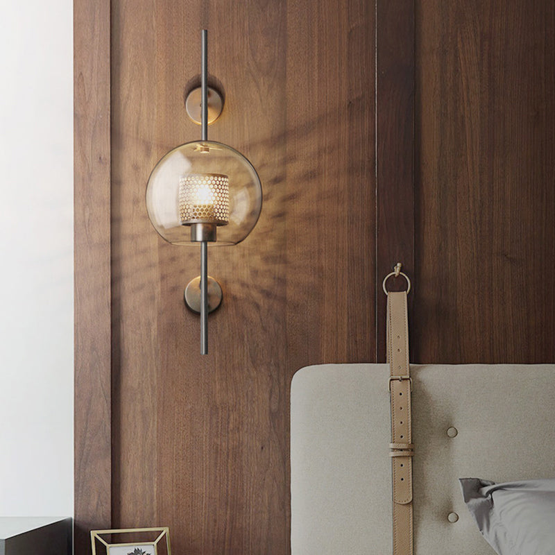Modern Geometric Wall Lamp - Clear Glass, Single-Bulb, Ideal for Corridors