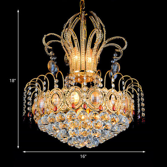 Contemporary Gold Crystal Ball Chandelier Light with Multi Lights for Dining Room, 16"/19.5" Wide