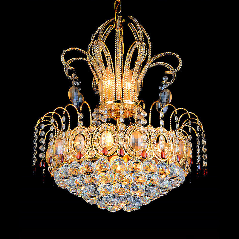 Contemporary Gold Crystal Ball Chandelier Light with Multi Lights for Dining Room, 16"/19.5" Wide